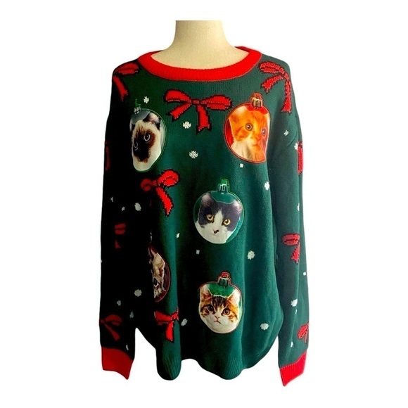 NWT-PARTY SWEATER DEC 25th-THE PURRFECT UGLY CHRISTMAS SWEATER-SIZE 2X - Picture 1 of 6